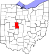 Mapa de Ohio con la ubicación del condado de Union
