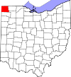 Mapa de Ohio con la ubicación del condado de Williams