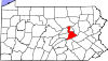 Mapa de Pensilvania con la ubicación del condado de Northumberland