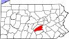 Mapa de Pensilvania con la ubicación del condado de Perry