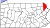 Mapa de Pensilvania con la ubicación del condado de Wayne