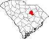 Mapa de Carolina del Sur con la ubicación del condado de Lee