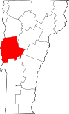 Mapa de Vermont con la ubicación del condado de Addison