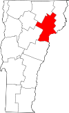 Mapa de Vermont con la ubicación del condado de Caledonia