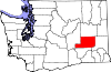 Mapa de Washington con la ubicación del condado de Adams