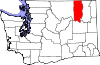 Mapa de Washington con la ubicación del condado de Ferry