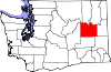 Mapa de Washington con la ubicación del condado de Lincoln