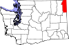 Mapa de Washington con la ubicación del condado de Pend Oreille