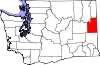 Mapa de Washington con la ubicación del condado de Spokane