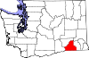 Mapa de Washington con la ubicación del condado de Walla Walla