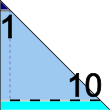 Haga clic en el vértice superior para longitudes menores y en la base para longitudes mayores