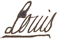 Signature of Louis XV in 1753 at the wedding of the Prince of Condé and Charlotte de Rohan.jpg