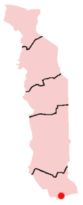 Localización de Lomé en Togo.