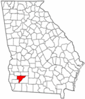Mapa de Georgia con el Condado de Baker resaltado