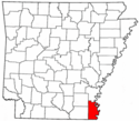 Mapa de Arkansas con el Condado de Chicot resaltado