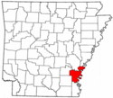 Mapa de Arkansas con el Condado de Desha resaltado