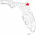 Mapa de Florida con el Condado de Duval resaltado