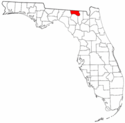 Mapa de Florida con el Condado de Hamilton resaltado