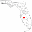 Mapa de Florida con el Condado de Hardee resaltado