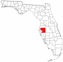 Mapa de Florida con el Condado de Hillsborough resaltado