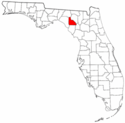 Mapa de Florida con el Condado de Lafayette resaltado