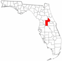 Mapa de Florida con el Condado de Lake resaltado