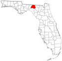 Mapa de Florida con el Condado de Madison resaltado