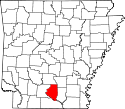 Mapa de Arkansas con el Condado de Calhoun resaltado