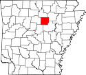 Mapa de Arkansas con el Condado de Cleburne resaltado
