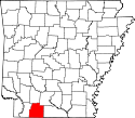 Mapa de Arkansas con el Condado de Columbia resaltado