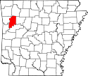 Mapa de Arkansas con el Condado de Franklin resaltado