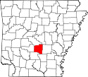 Mapa de Arkansas con el Condado de Grant resaltado