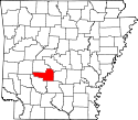 Mapa de Arkansas con el Condado de Hot Spring resaltado