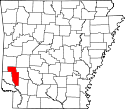 Mapa de Arkansas con el Condado de Howard resaltado