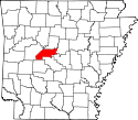 Mapa de Arkansas con el Condado de Perry resaltado