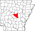 Mapa de Arkansas con el Condado de Pulaski resaltado