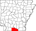 Mapa de Arkansas con el Condado de Union resaltado