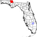 Mapa de Florida con el Condado de Jackson resaltado
