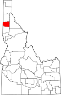 Mapa de Idaho con el Condado de Benewah resaltado