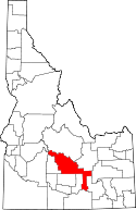 Mapa de Idaho con el Condado de Blaine resaltado