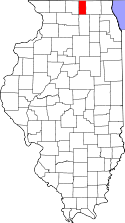 Mapa de Illinois con el Condado de Boone resaltado