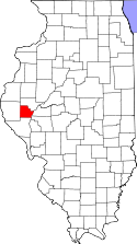 Mapa de Illinois con el Condado de Brown resaltado