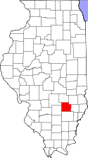 Mapa de Illinois con el Condado de Clay resaltado