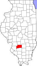 Mapa de Illinois con el Condado de Clinton resaltado