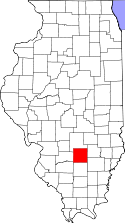 Mapa de Illinois con el Condado de Marion resaltado