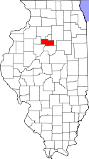 Mapa de Illinois con el Condado de Marshall resaltado