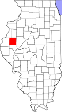Mapa de Illinois con el Condado de McDonough resaltado