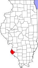 Mapa de Illinois con el Condado de Monroe resaltado