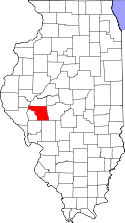 Mapa de Illinois con el Condado de Morgan resaltado