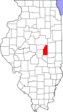 Mapa de Illinois con el Condado de Piatt resaltado